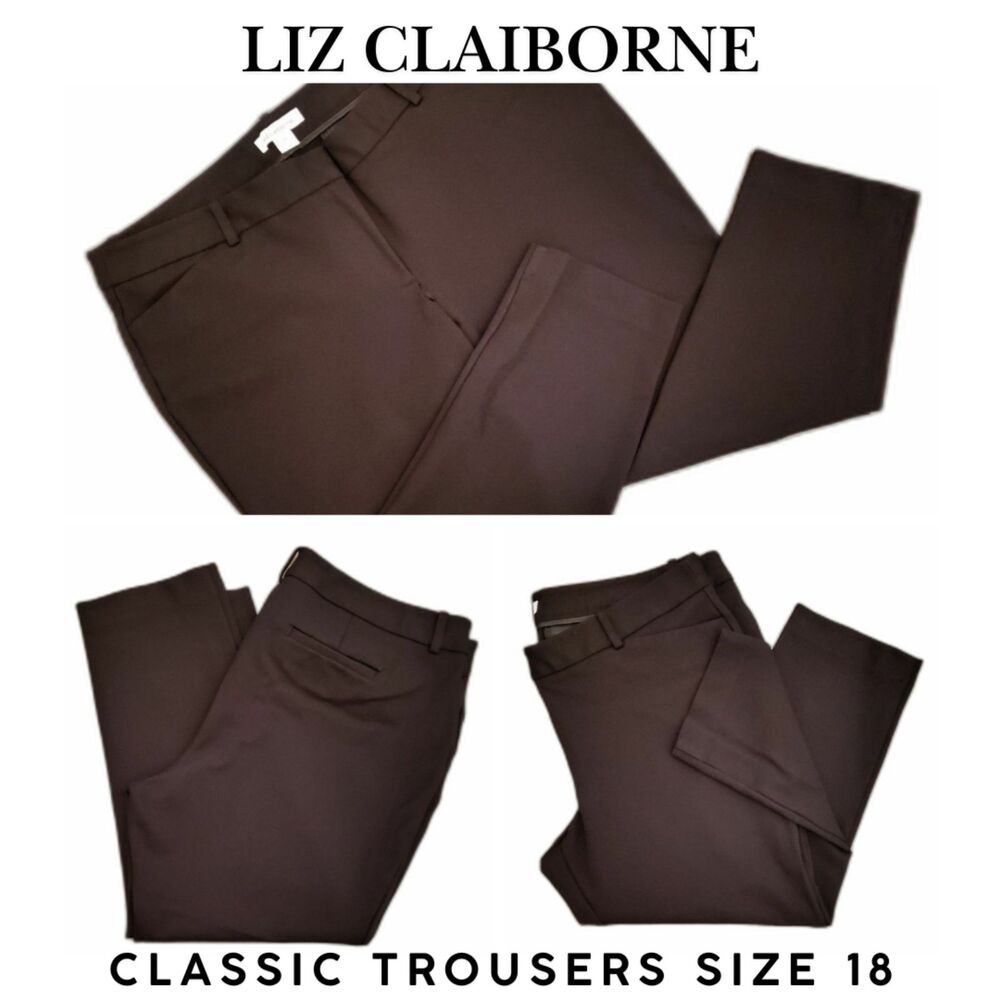 Liz Claiborne Women Classic Trouser Dress Pants Black Size 18